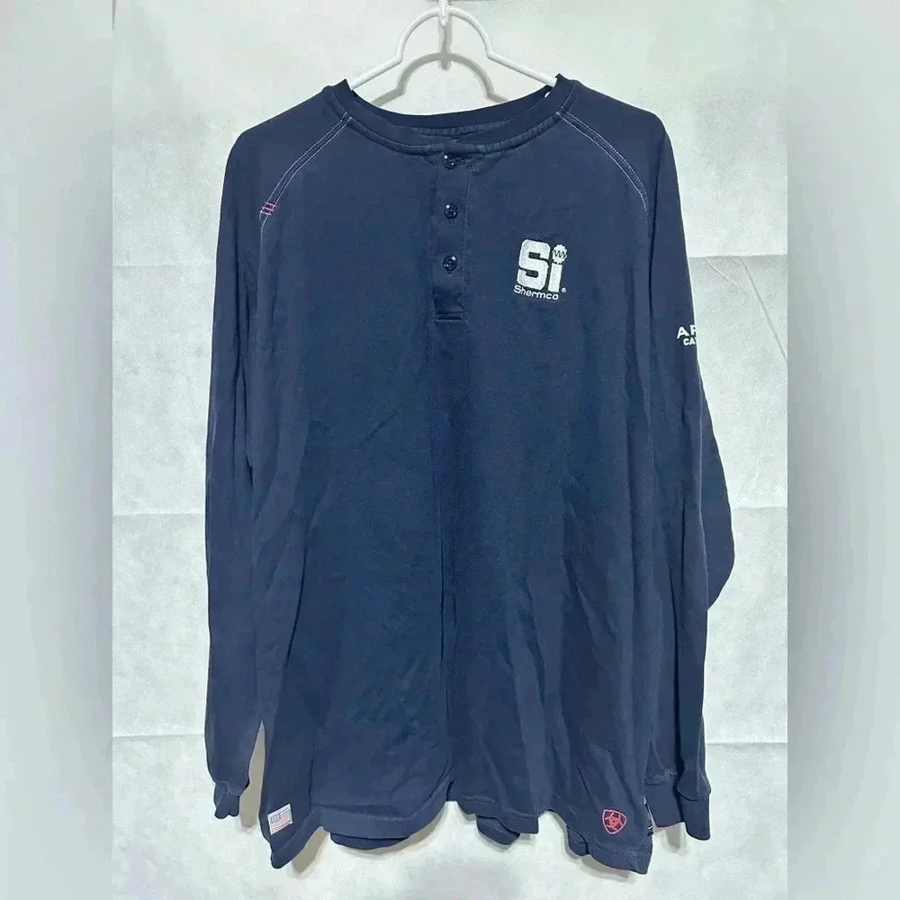 Ariat Fire Resistant Cat 2 | 2112 Henley Long Sleeve Shirt Men’s Sz 2X Logo EEUC